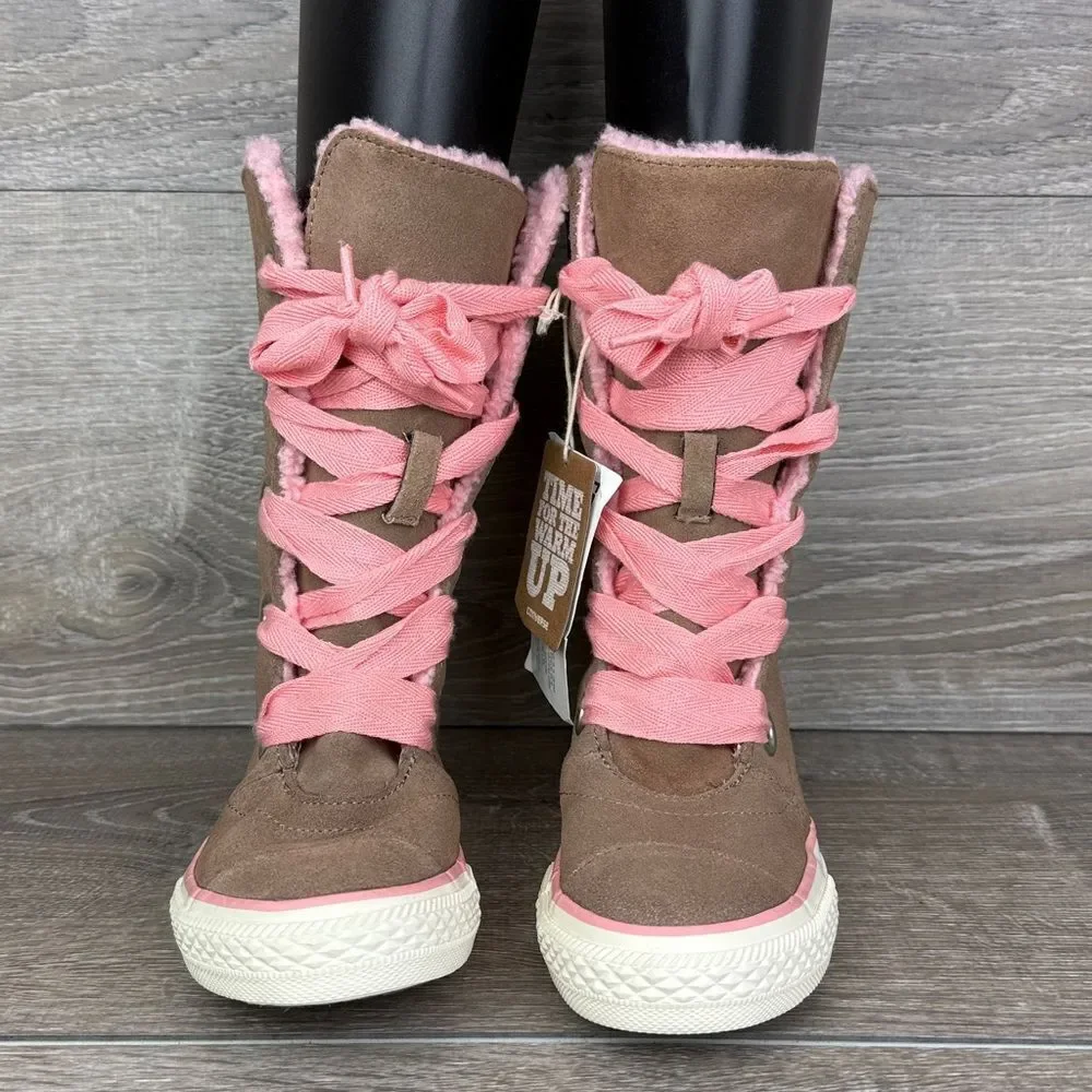 Converse All-Star Beverly Little Girl Sz 13 Ginger Leather Pink Hi Sneaker Boots